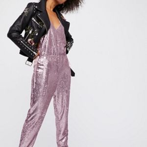 free people pink sequin jumpsuit